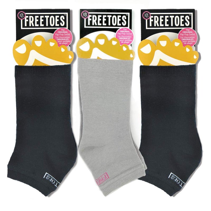 Freetoes Toeless Socks- 3 Pairs (Black & Grey) - Image 4
